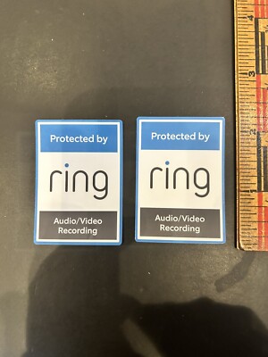 RING HOME ALARM SECURITY STICKER Set Of 2 window decal WARNING authentic 2 x 1.5