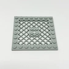 4151b LEGO Plate Modified 8x8 w/ Grille & Hole in Center LIGHT BLUISH GRAY (1)