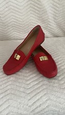 Kate Spade Red Leather loafers Size 9 Slip On Casual Comfort Flat Shoes