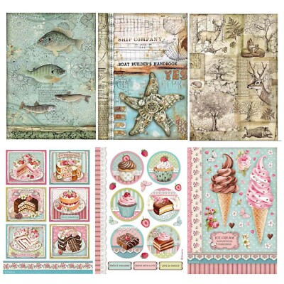 Reispapier diverse Motive wie Cupcakes Maritim ua, A4 Motiv-Strohseide Stamperia