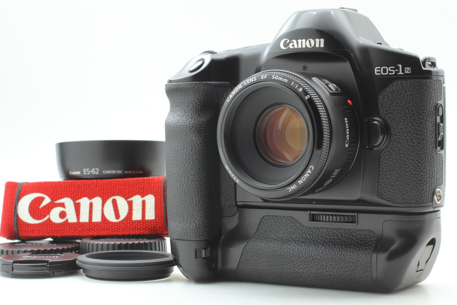 [N MINT w/ Strap,Hood] Canon EOS-1N HS Film Camera + EF 50mm f1.8 II Lens JAPAN