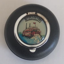 vintage Mississippi riverboat travel ashtray with flip open lid, made c.1965