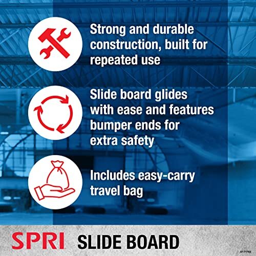 SPRI Planche à Glisser – Tapis De Glisse Pour Fitness Et Musculation (71 Cm) Avec Chaussons Et Sac De Transport