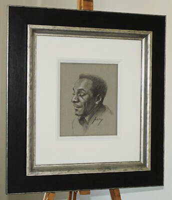 VINCENT KAMP Gerahmte Graphit Portrait Zeichnung ''Omar Studie 1'' - Gangster Genre
