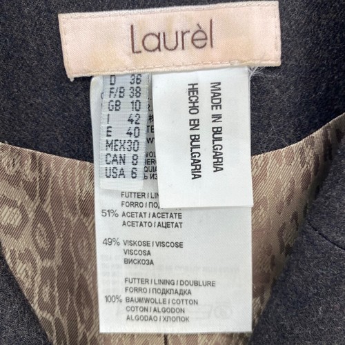 Laurel Suit Set Womens 6 Gray Wool A Line Mini Skirt Button Up Blazer Career 2pc - Picture 15 of 18