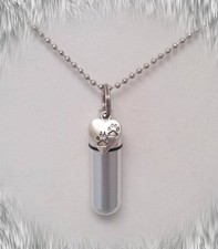 Paws on Silver Heart 24" Ball-Chain CREMATION URN NECKLACE w/Pouch  Fill Kit