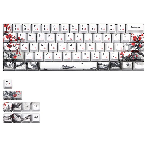Plum Blossom dye subbed 71 Keys OEM Profile Keycap Korean JP For GK61 GK64 - Picture 6 of 12