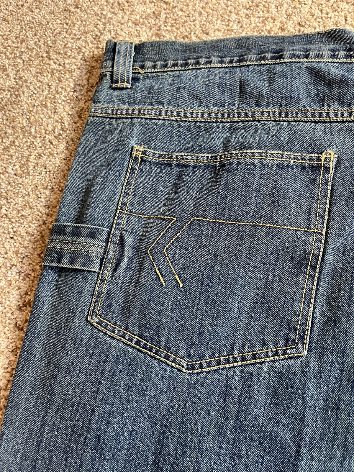 Karl Kani Shorts Men's 48 Dark Wash Baggy Fit Carpenter Denim Jorts Waist 47 - View 11