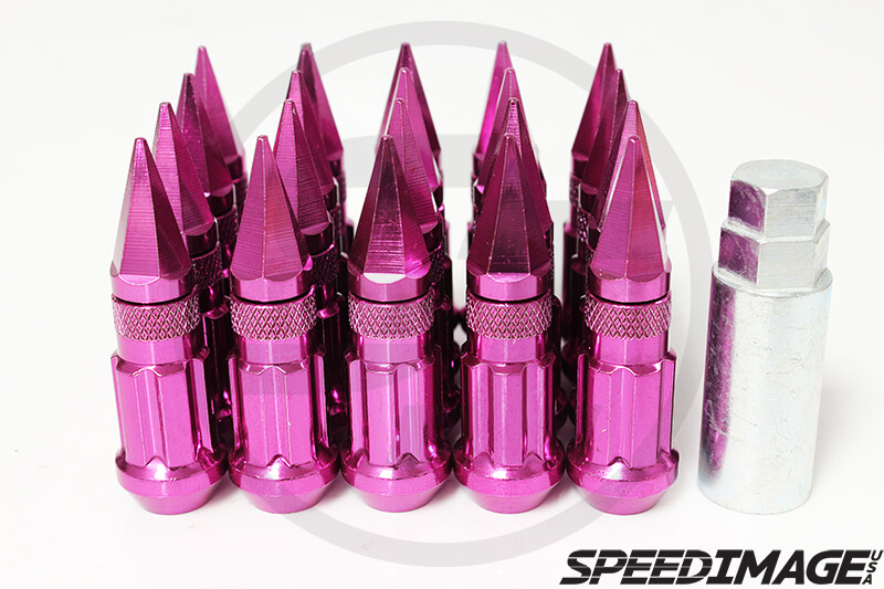 Z RACING PINK DRAG SPIKE EXTENDED STEEL LUG NUTS OPEN SET 20 PCS