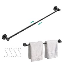 Adjustable Black Towel Bar, Stainless Steel Towel Rod for Bathroom