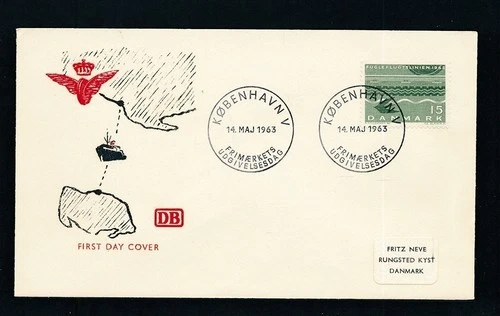 D455902 Denmark FDC Bird Flight Line Railroad 1963