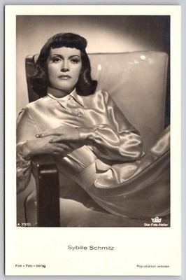 Sybille Schmitz German Film Actress Tobis Studio Portrait RPPC Postcard