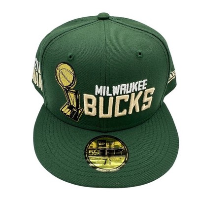 New Era Milwaukee Bucks Hat Mens 7 5/8 Green Excellent 2021 NBA Champs 59FIFTY