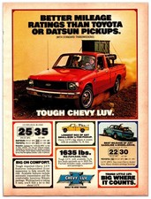 Vintage 1980 Chevy Luv Truck Original Print Ad 8in X 11 Advertisement Vintage 1980 Chevy Luv Truck Original Print Ad 8in X 11 Advertisement