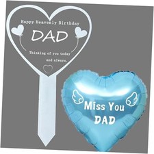 Heart Dad Garden Stake Memorial Remembrance Plaque for Cemetery, Outdoors,