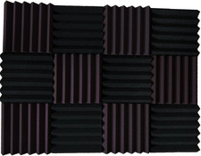 12 Pack Wedge Burgundy/Black Acoustic Soundproofing Studio Foam Tiles 2"X12"X12"