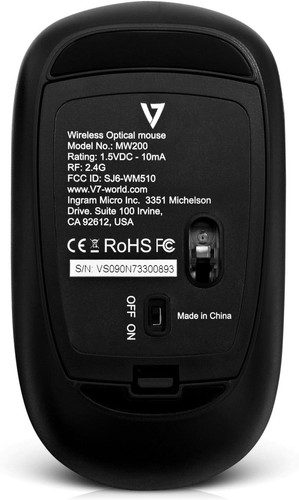 V7 4-Button Black Wireless Optical Mouse with adjustable dpi - MW200, MW200-1N W - Picture 2 of 5