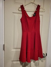 Lulus Home Before Daylight Red Square Neck Sleeveless Skater Dress Size Small
