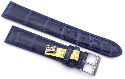 Uhrenarmband 18mm Kroko Louisiana Alligator, Made Germany 19/16mm blau, shiny