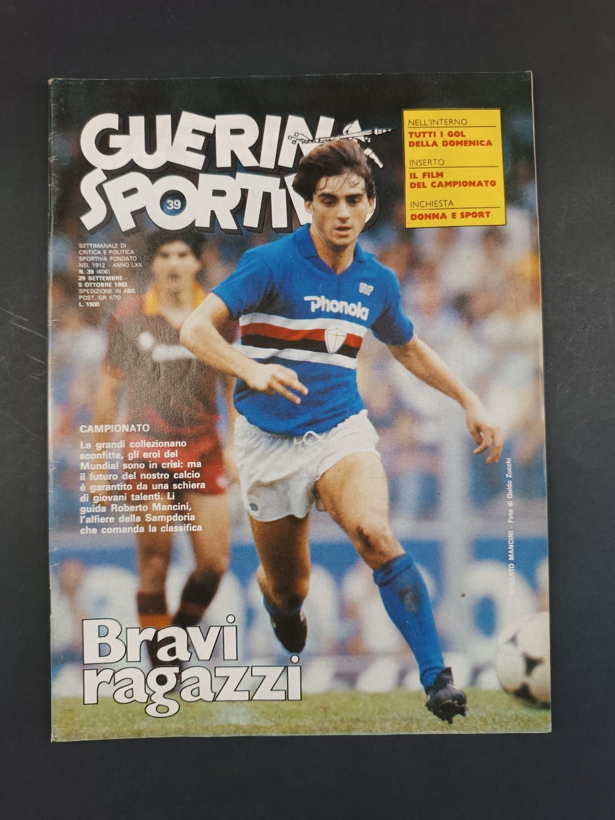 Rivista Guerin Sportivo n.39 1982 Roberto Mancini Sampdoria