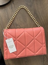 Womens Quilted Handbag PRIMARK Coral Chain Strap Shoulder Bag NEW Smart Casual