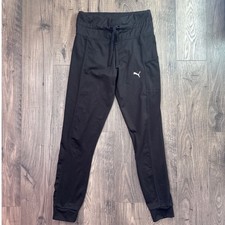 Puma Womens Slim Fit Jogger Sweatpants Black Drawstring Pockets 847367-01 S