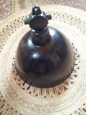 Werkslampe Fabriklampe mit Leuchtmittel antik Emaillelampe Vintage schwarz
