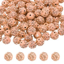 50pcs 10mm Champagne Rhinestone Polymer Fancy Beads for DIY Jewelry Making
