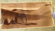 VINTAGE LEHNERT & LANDECK PHOTOGRAVURE SAHARA DESERT FIRE  ARABS CAMELS 20TH