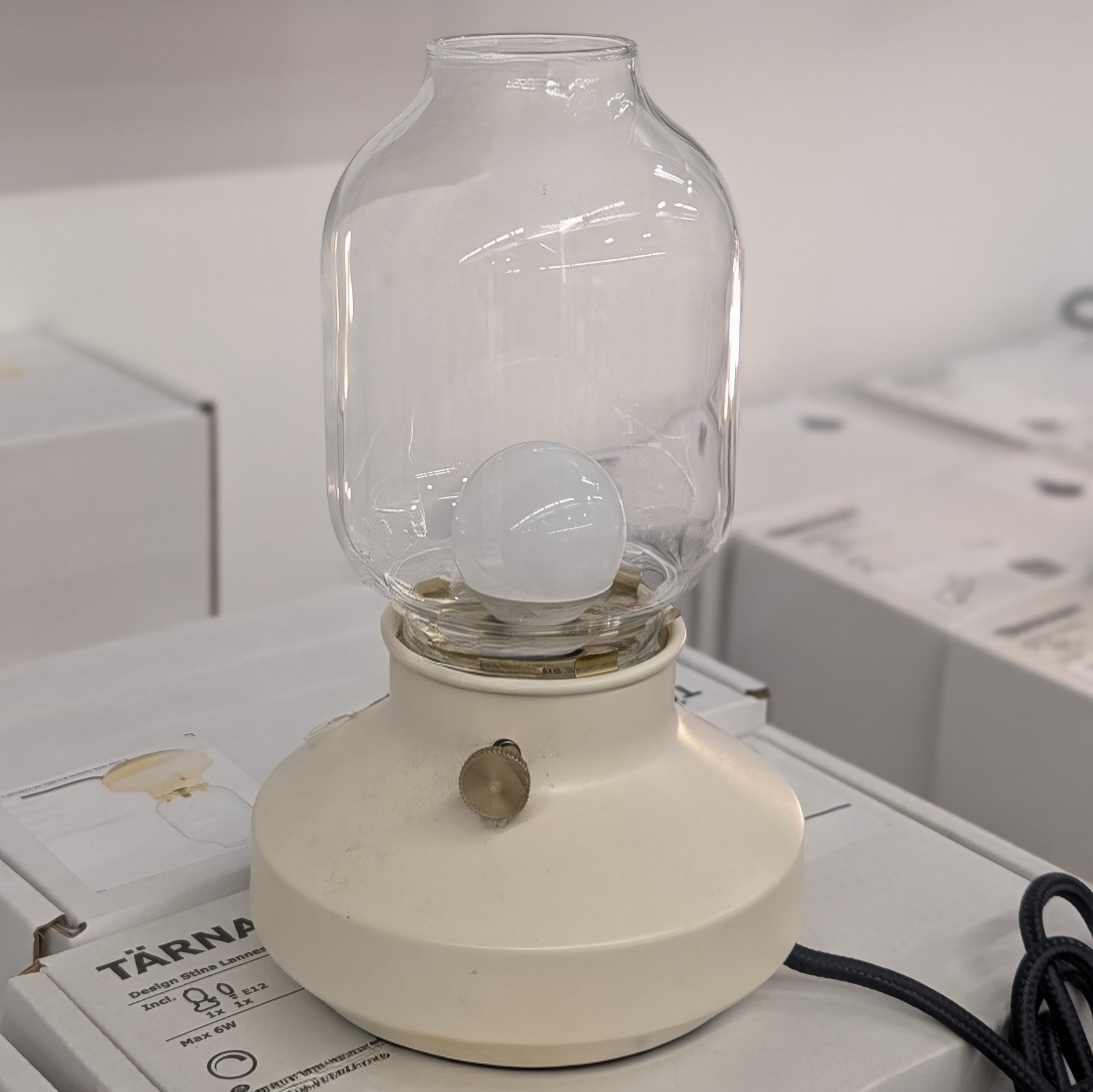 Ikea TÄRNABY Tarnaby Table Lamp Steel/Glass Dimmable Off White New