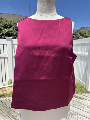 MNG Mango Satin Sleeveless Top Blouse Women s Large Magenta Fuchsia