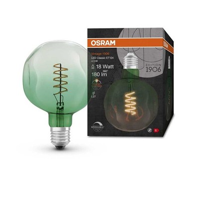 Osram LED Spiral Filament G125 Globe 4,5W E27 Grün Extra Warmweiß 1600K DIMMBAR