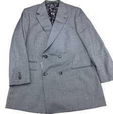 Indochino Blazer Men 45 Gray Birdseye Newbury Wool Double Breasted Bespoke
