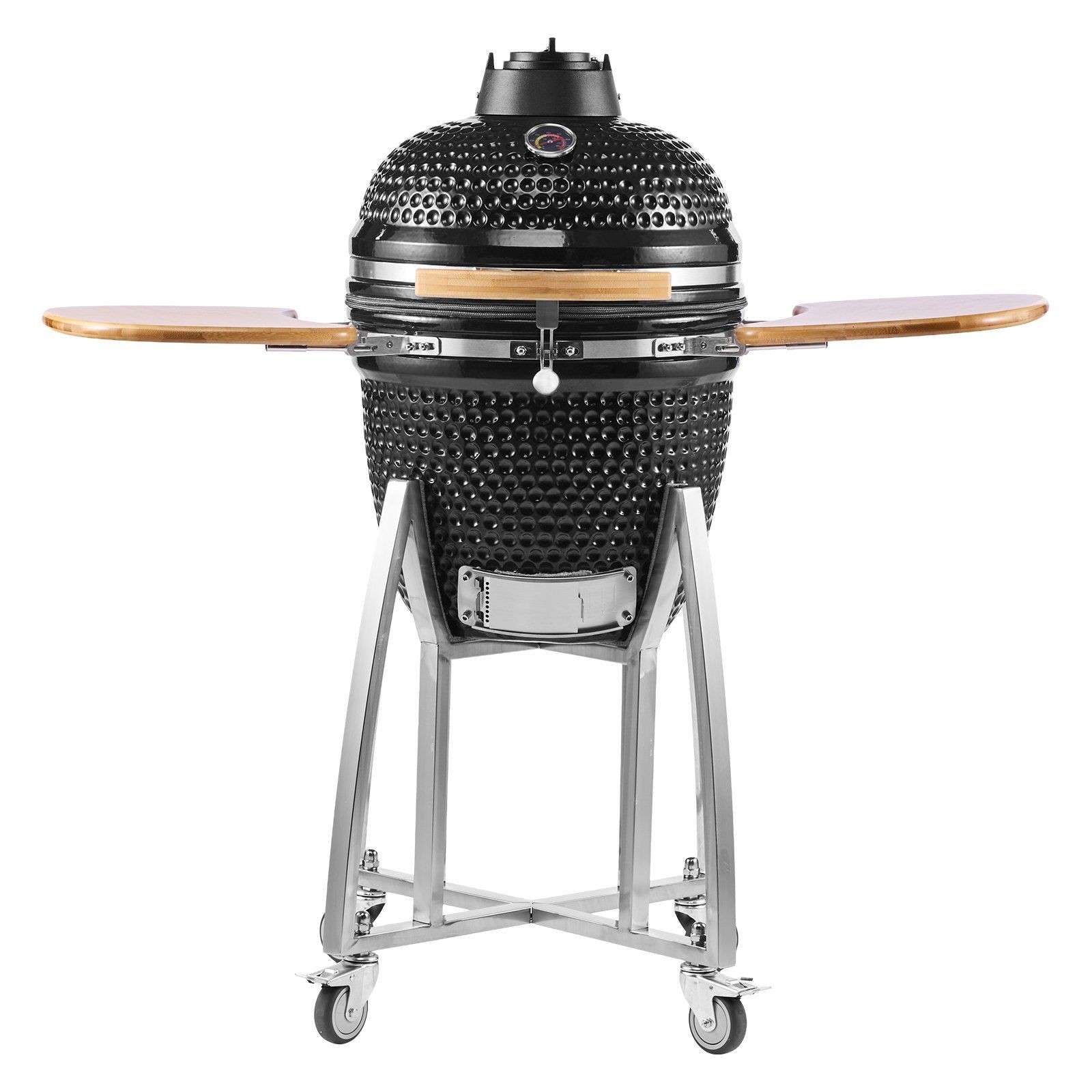 Outdoor 18in Charcoal Smoker with Offset Fire Chamber Side P