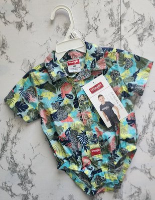 Wrangler Baby Snap One-Piece Bodysuit 6 Months, Tropical Vacation Collared