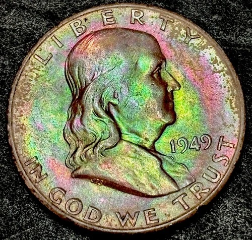 1949-S Franklin Half Dollar Silver, BU ,MINT SET TONER!!!