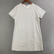 Christopher & Banks Mini Shirt Dress Womens Large Short Sleeve Striped White