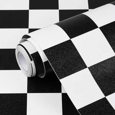 Black and White Contact Paper Mosaic Checkered Peel and Stick Wallpaper Lattice 
