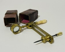 Antique 18th Century Brass Botanical Field Pocket Microscope Jones Type Insect