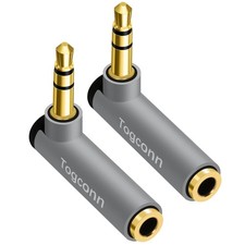 2-Pack 3.5mm Right Angle Audio Adapter – Male to Female Stereo Connector