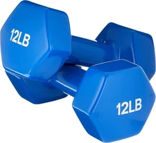 12LB Basics Vinyl Coated Dumbbell Hand Weights Workout Equipment
