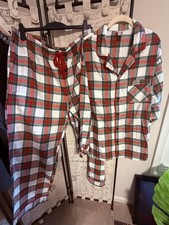  WONDERSHOP Mens Red  Green Christmas Plaid Cotton Flannel Pajama Set, XXL.
