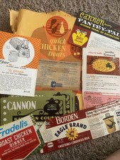 Vtg Recipe Lot Cut Out Hand Written Food Labels Empherma Junk Journal 1960s