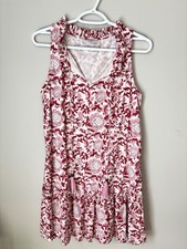 Fitzroy & Willa Floral Sleeveless Dress in Red and White size S