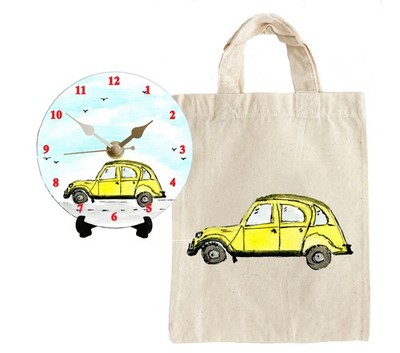 Klassische 2cv Uhr - DIY 12cm Uhr KIT plus passende Canvas Geschenktüte, kostenloser Versand