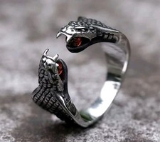 Schlangen Ring Schlange Snake mit Zirkonia Rot Edelstahlring 