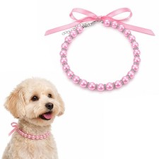 Pearl Dog Collar for Small Puppy, Dog Necklace M