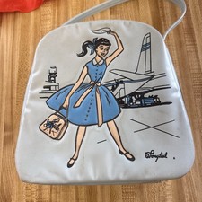 Vintage Barbie Ponytail Blue Vinyl Travel Tote Zipper Airline Case