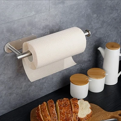 Holder Kitchen Roll Towel Paper Rack Under Cabinet Wall Toilet Self Adhesive