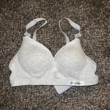 Light Gray Lace Trim Breastfeeding / Nursing Bra - Size Large